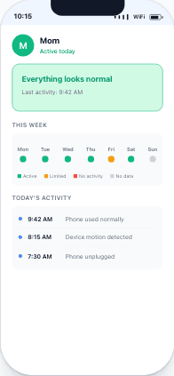 Guardian view — Mom's activity timeline