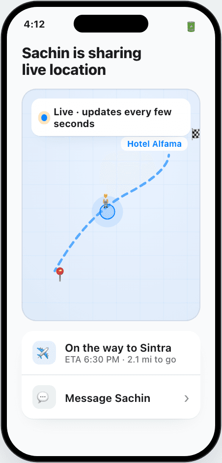 I'm Alive live location — your contacts watch you reach your destination