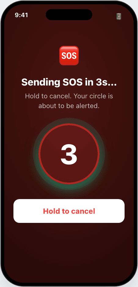 I'm Alive one-tap SOS — alert your trusted circle instantly