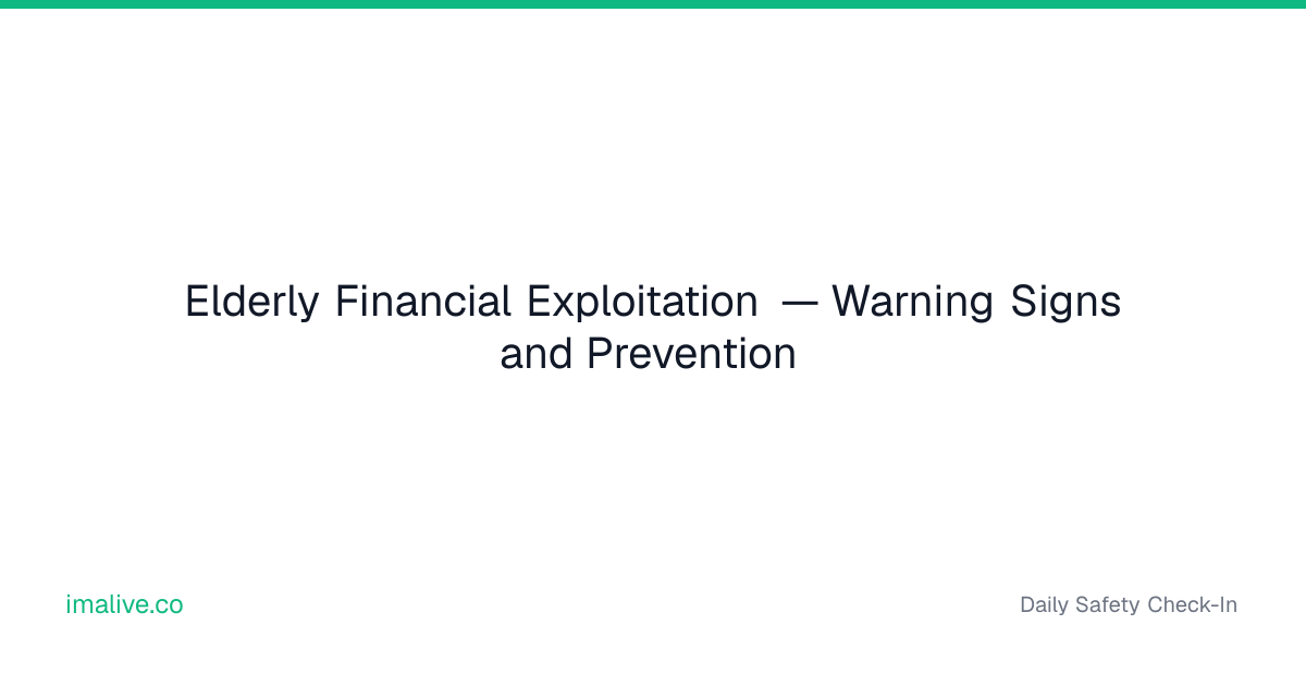 Elderly Financial Exploitation | I'm Alive