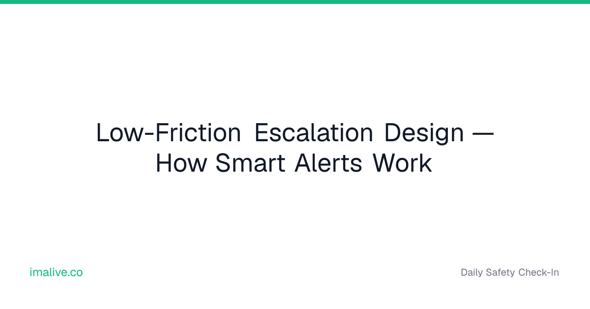 Low-Friction Escalation Design | I'm Alive